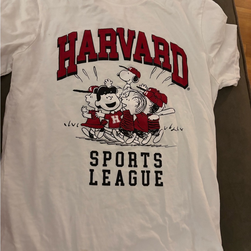 Peanuts Harvard Sports League Red and White T-Shirt